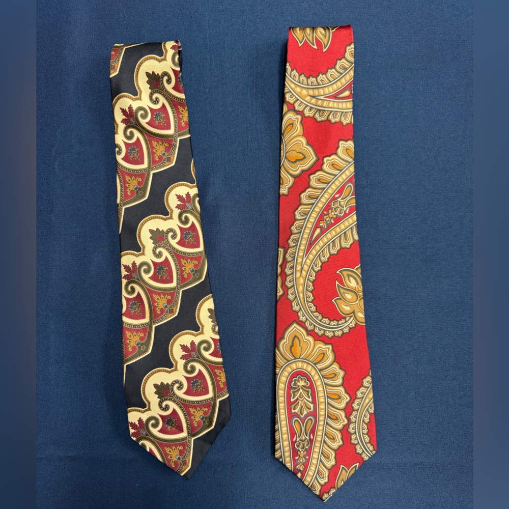 Elegant Paisley Silk Ties - Black and Red